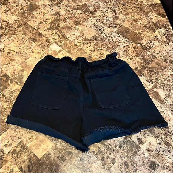 NEW Princess Polly Open Road Denim PaperBag Shorts Wash Black 12 Large Highwaist - Picture 7 of 11